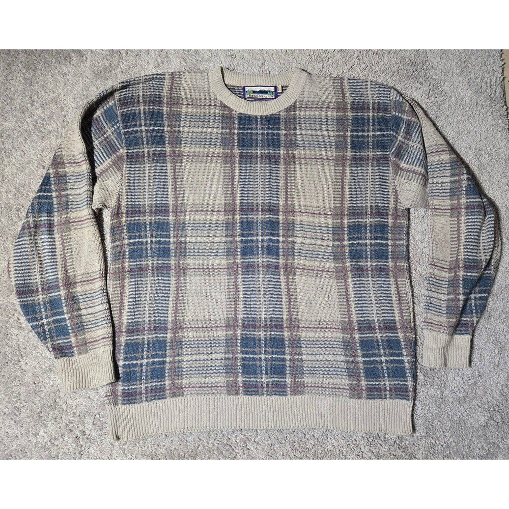 Shenandoah Men's Vintage Sweater Pullover Tan Purple XXL Tall Grandpa Made USA